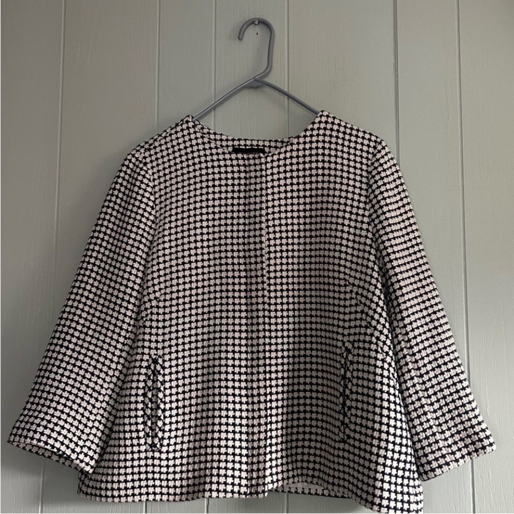Talbots Cotton Woven Blazer – Navy & White – Women’s Plus Size 14